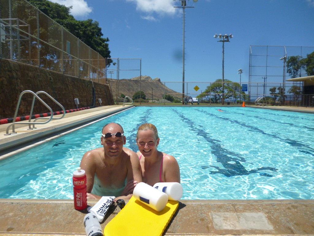 geliebtes Schwimmtraining vor Diamond Head, Honululu