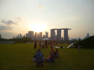 Blick auf die Stadt von "Singapore Barrage"